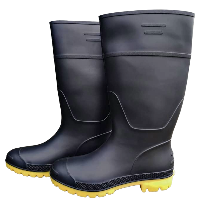 BOTAS DE PVC NEGRAS CAÑA ALTA SIN PUNTERA