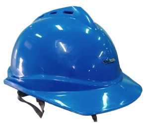 CASCO DE SEGURIDAD ABRATOOLS AJUSTE POR MATRACA (AZUL Y BLANCO)